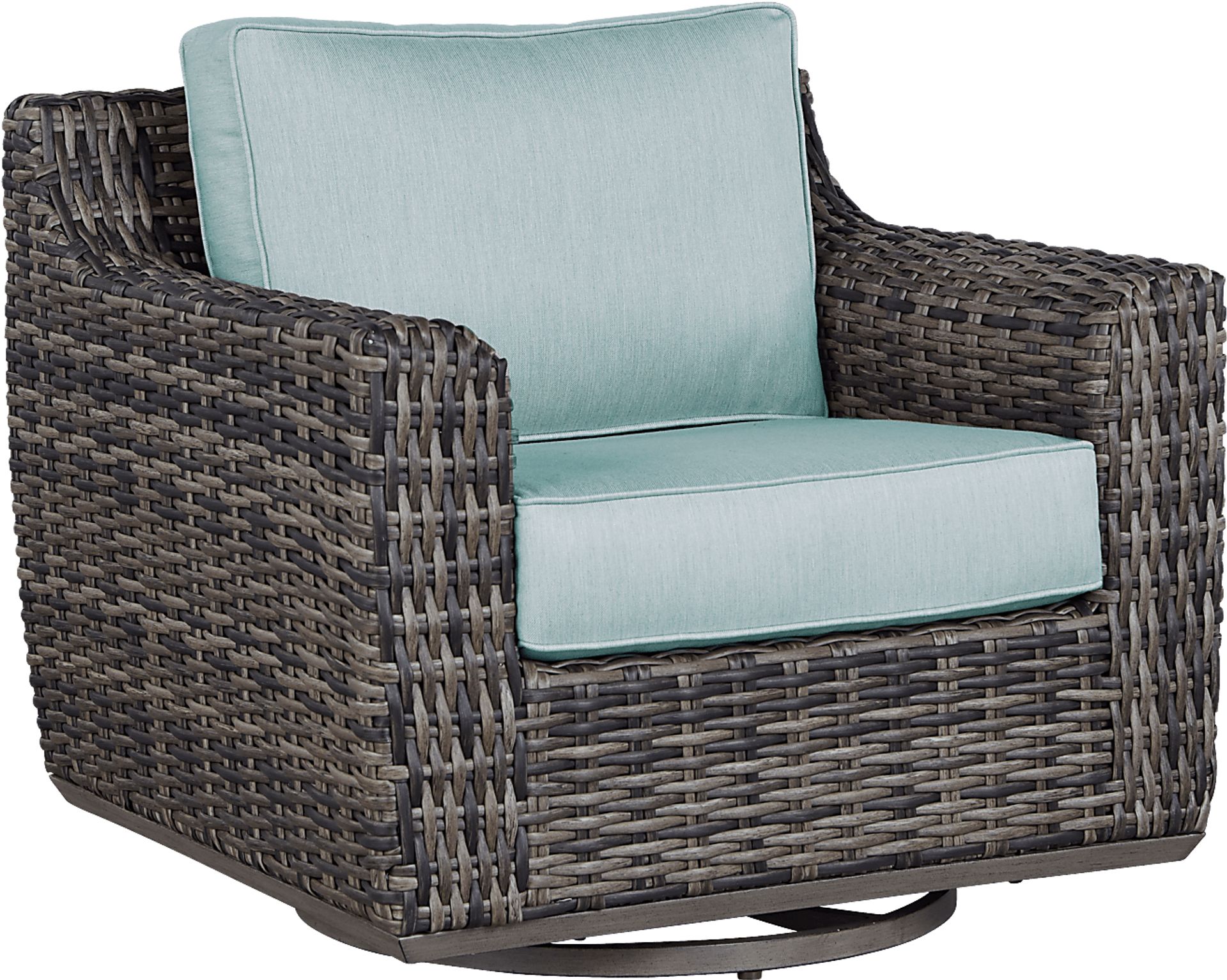Montecello Gray Outdoor Swivel Rocker Chair with Mist Cushions - Image 1