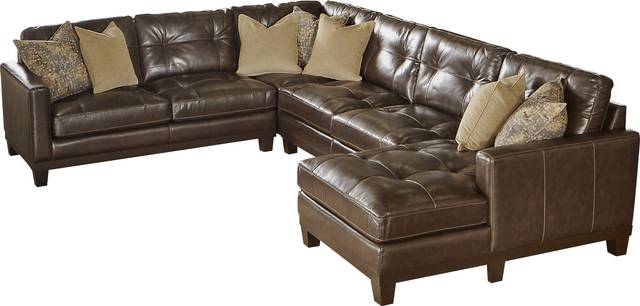Cindy Crawford Home Monterey 4 Pc Leather Sectional - Thumbnail - Image 1