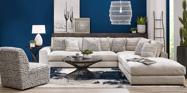 Cindy Crawford Home Monterey Park Off-White 7 Pc Sectional Living Room - Thumbnail - Image 1