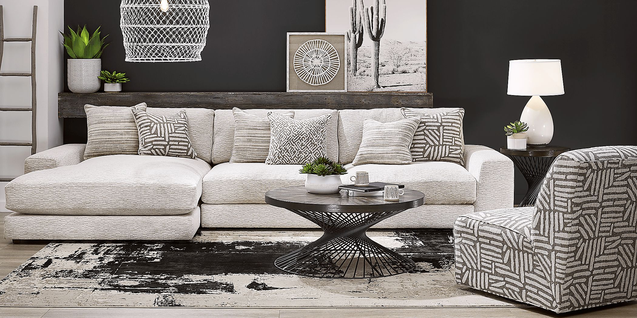 Cindy Crawford Monterey Park Off-White Beige,White Chenille Fabric