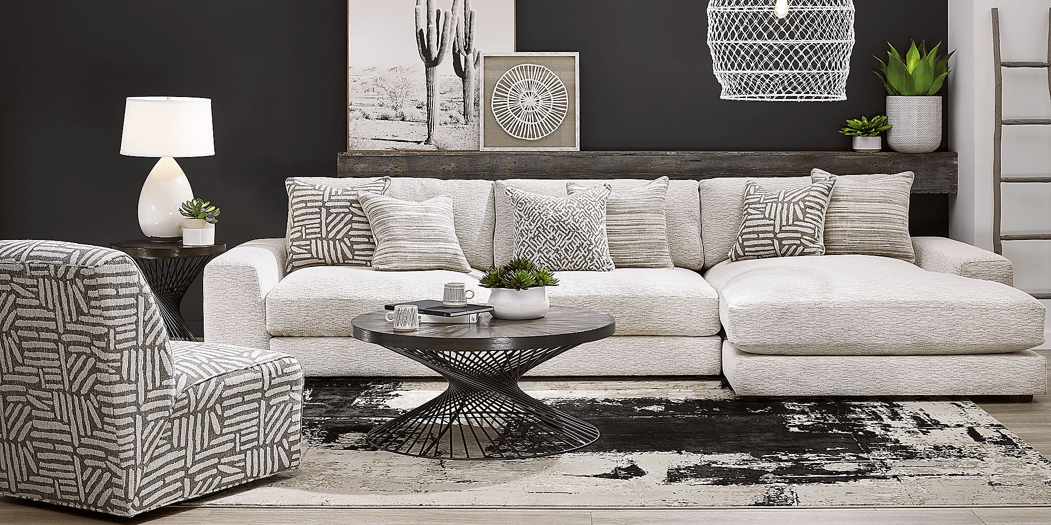Cindy Crawford Monterey Park Off-White Beige,White Chenille Fabric