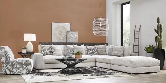Cindy Crawford Home Monterey Park Off-White 6 Pc Sectional Living Room - Thumbnail - Image 2