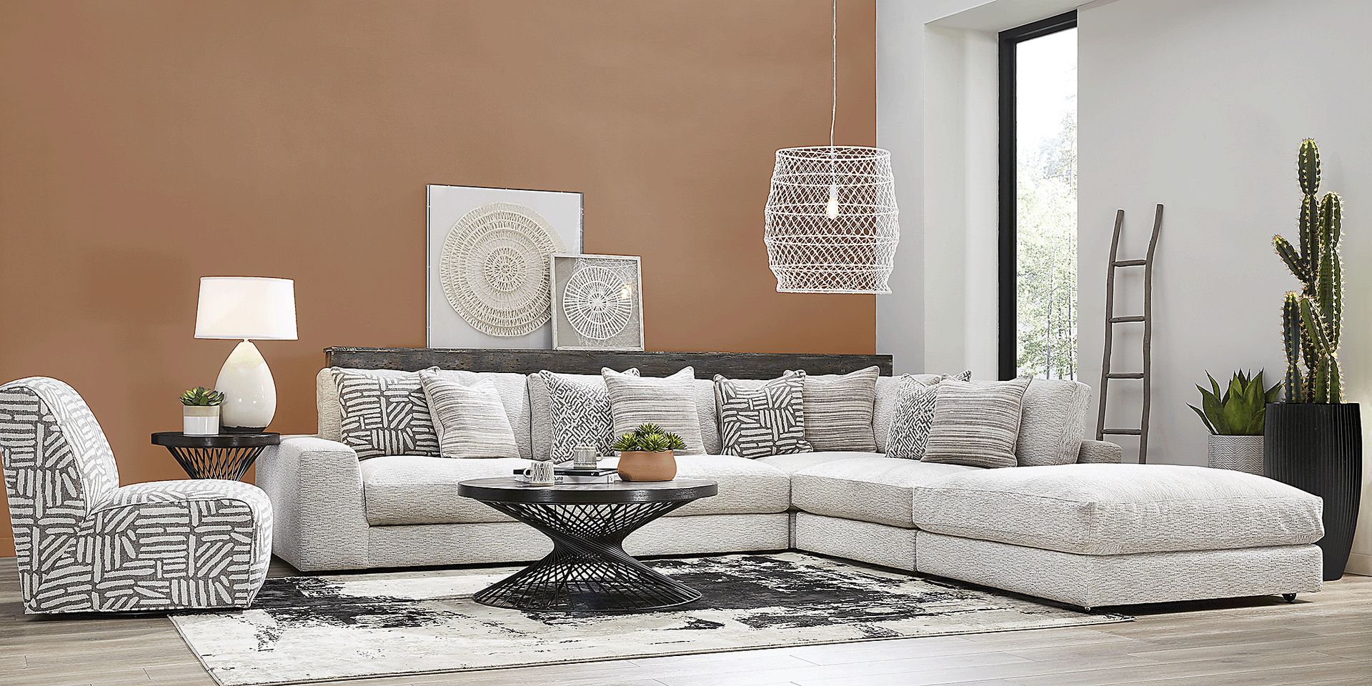 Cindy Crawford Home Monterey Park Off-White 6 Pc Sectional Living Room - Image 2