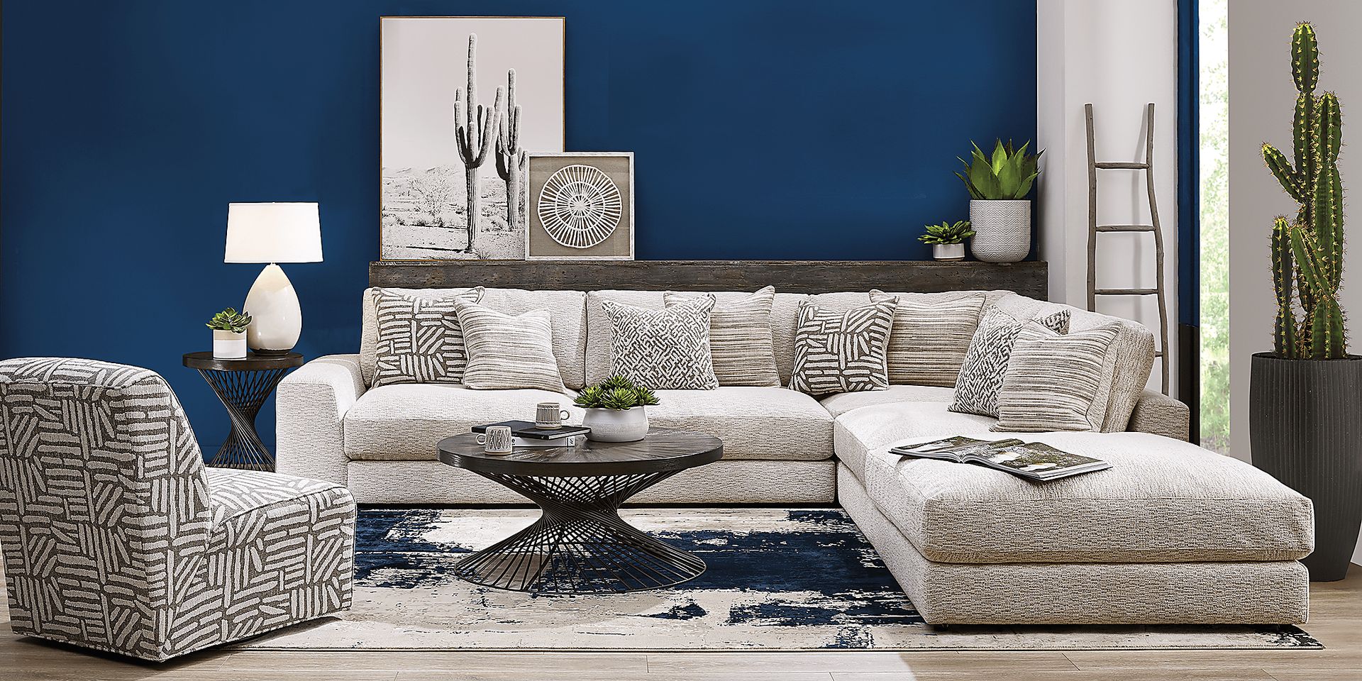Cindy Crawford Home Monterey Park Off-White 6 Pc Sectional Living Room - Image 1
