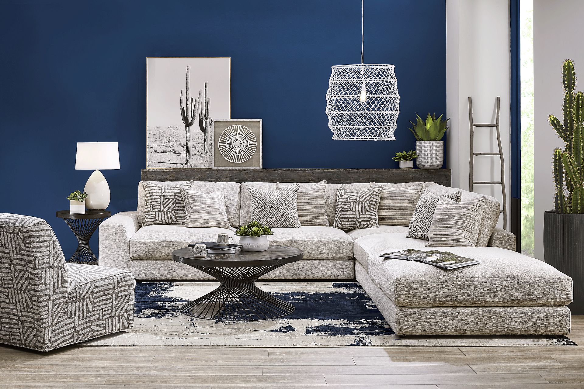 Monterey Park Off-White 7 Pc Sectional Living Room - Image 1