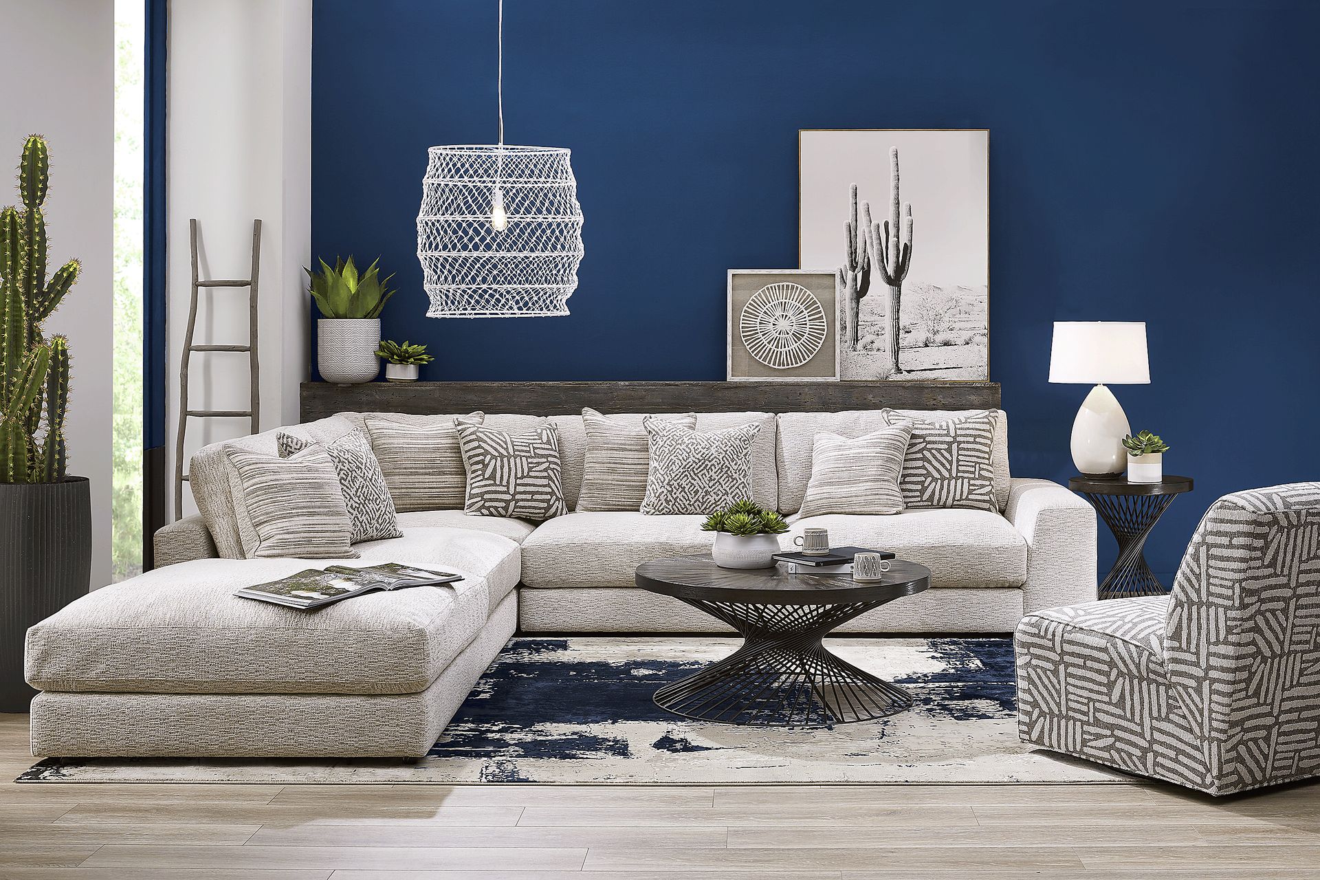 Monterey Park Off-White 7 Pc Sectional Living Room - Image 1