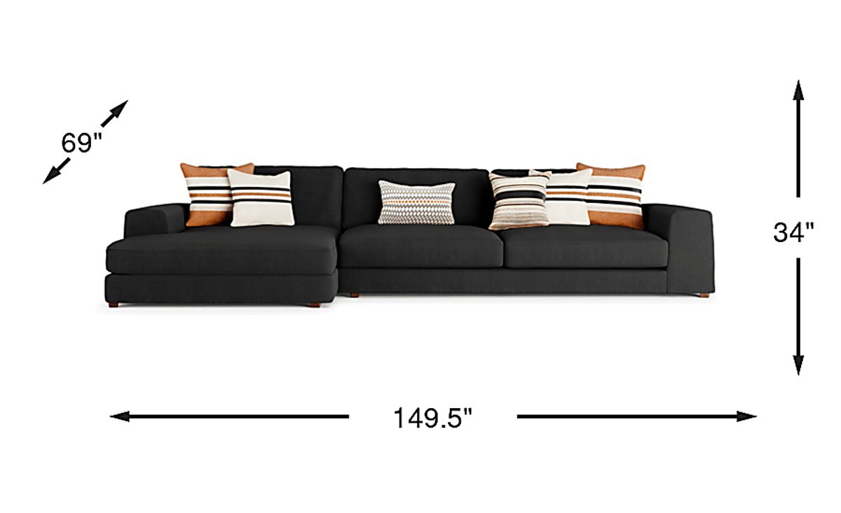 Cindy Crawford Nichols Park Onyx Black Chenille Fabric 2 Pc Left