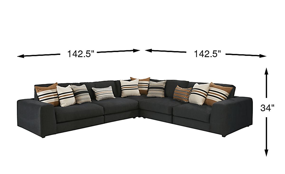 Cindy Crawford Nichols Park Onyx Black Chenille Fabric 5 Pc