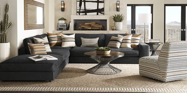 Cindy Crawford Home Nichols Park Onyx 7 Pc Sectional Living Room - Thumbnail - Image 1