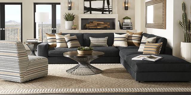 Cindy Crawford Home Nichols Park Onyx 8 Pc Sectional Living Room - Thumbnail - Image 1