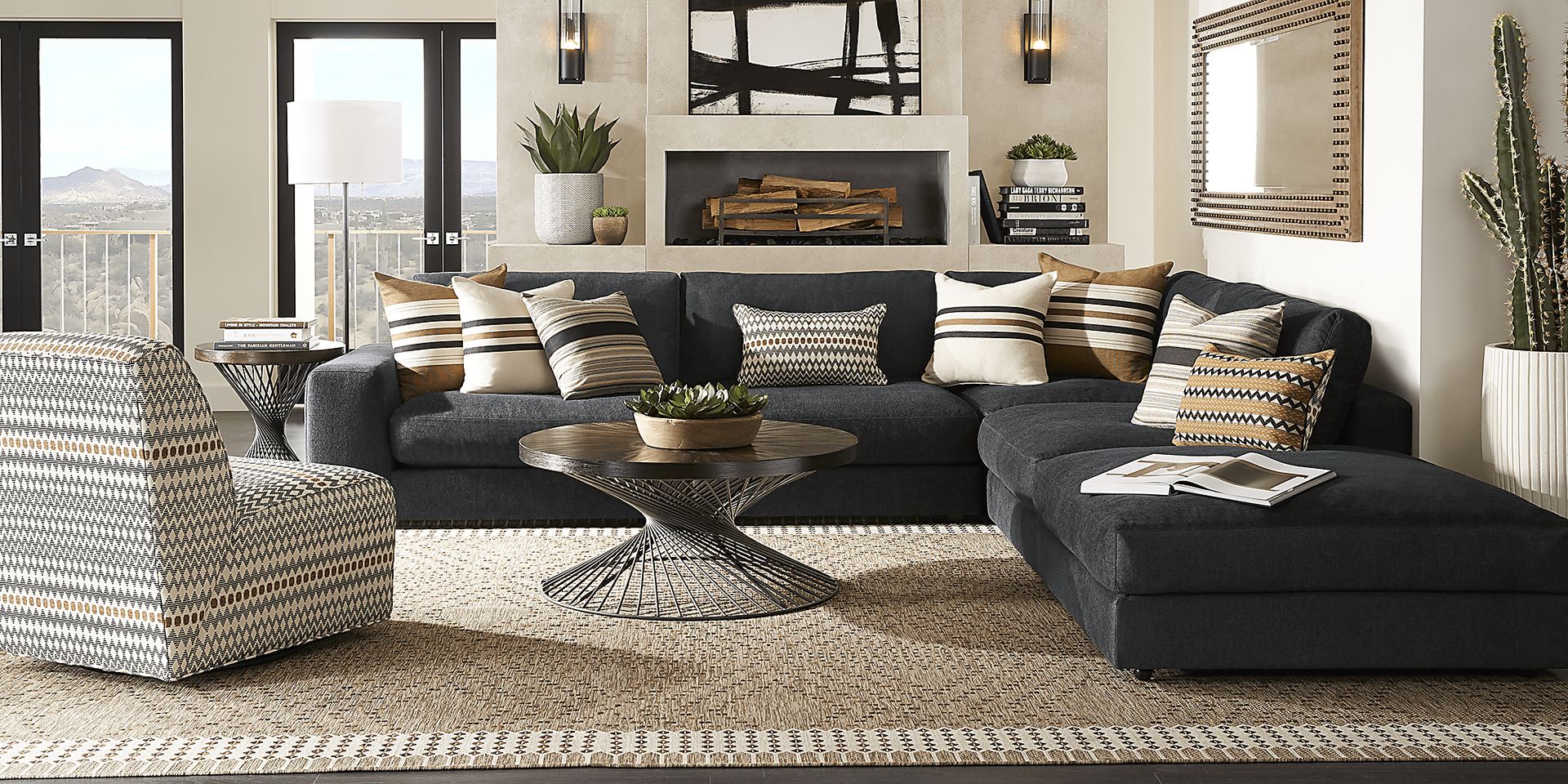Cindy Crawford Home Nichols Park Onyx 8 Pc Sectional Living Room - Image 1
