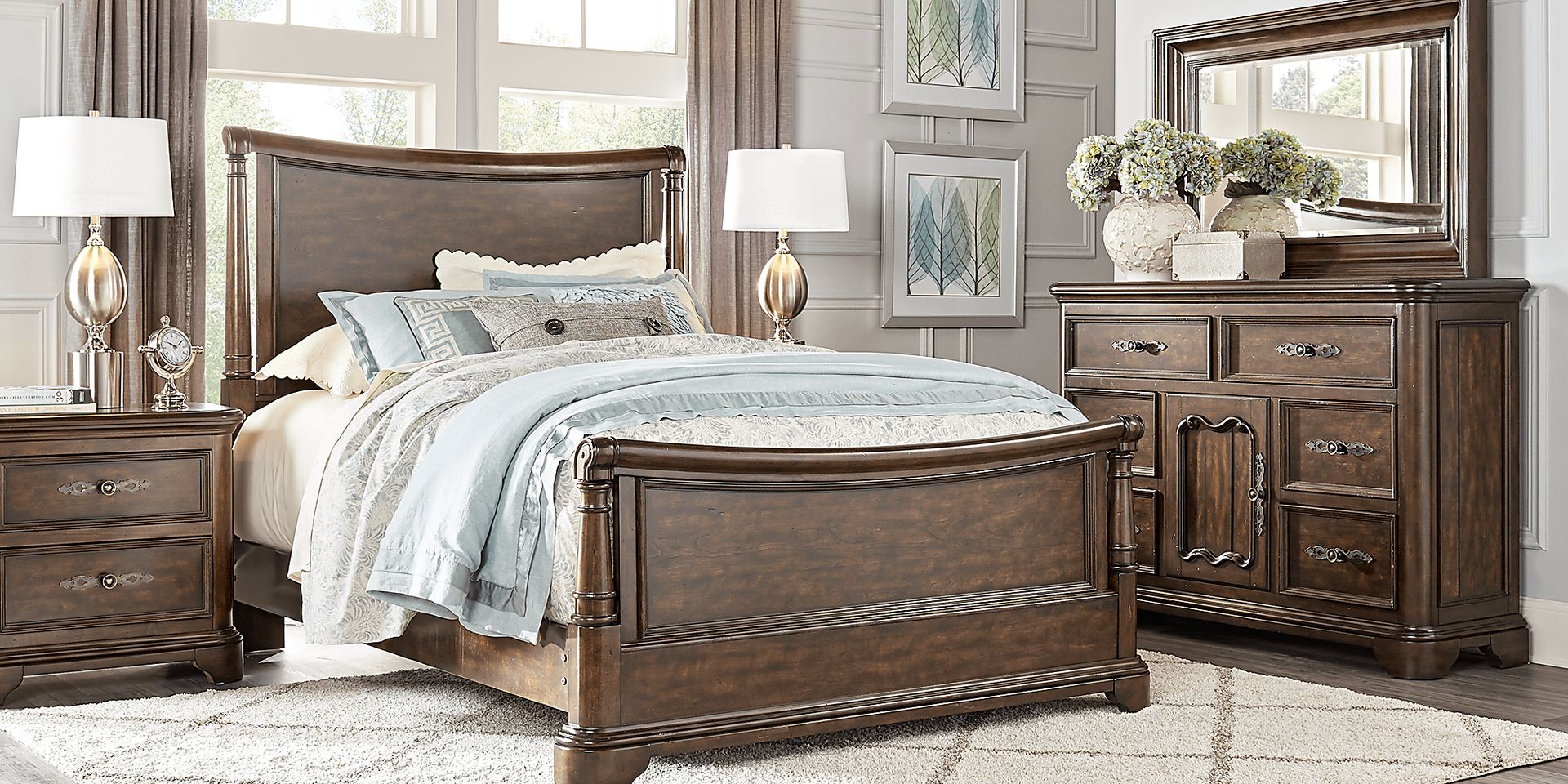 Cindy Crawford Home Notting Hill Cherry 5 Pc Queen Sleigh Bedroom - Image 1