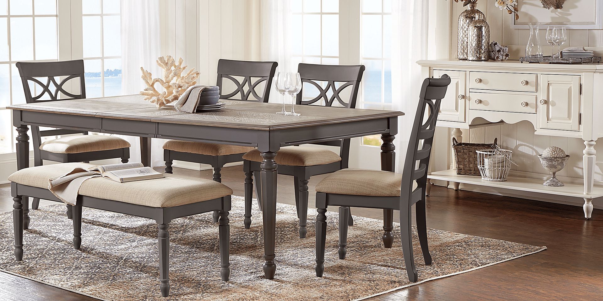 Cindy Crawford Home Ocean Grove Gray 5 Pc Dining Room - Image 1
