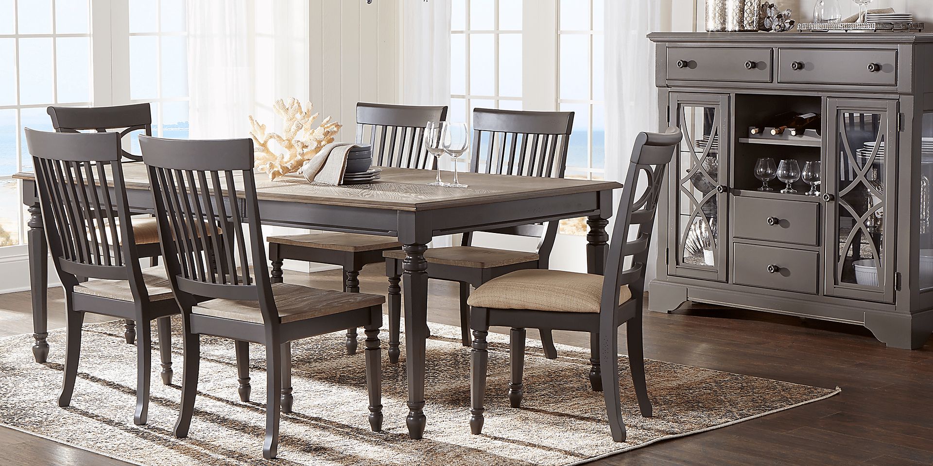 Cindy Crawford Home Ocean Grove Gray 6 Pc Dining Room - Image 1