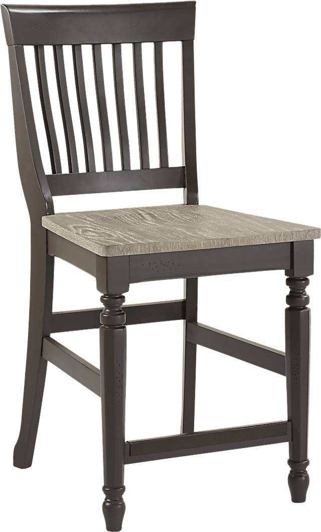 Cindy Crawford Home Ocean Grove Gray Wood Back Counter Height Stool - Thumbnail - Image 1