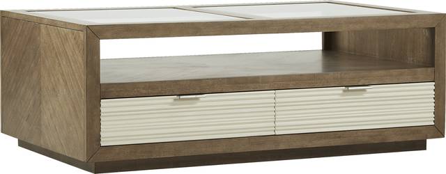 Cindy Crawford Home Pacific Harbor Brown Drawer Cocktail Table - Thumbnail - Image 1