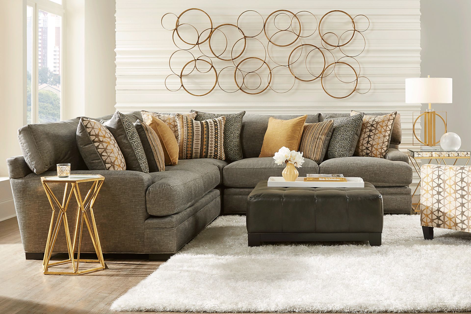 Palm Springs Silver 4 Pc Sectional Living Room - Image 1
