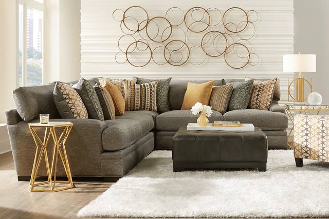 Cindy Crawford Palm Springs 4 Pc Silver Gray Polyester Fabric 
