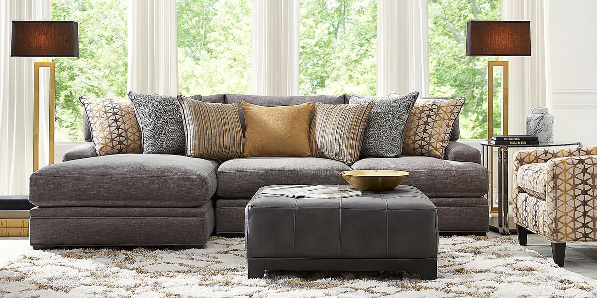 Cindy Crawford Palm Springs 2 Pc Silver Gray Polyester Fabric With