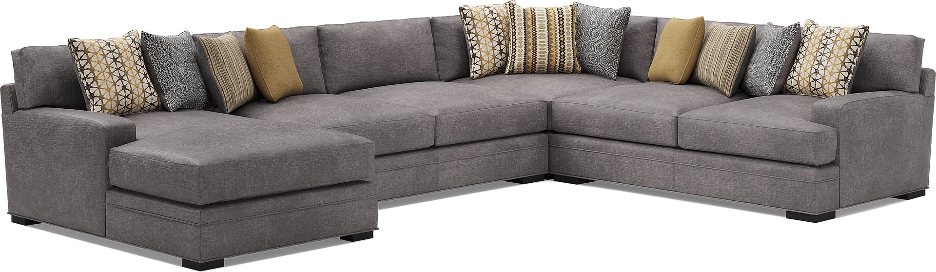 Cindy Crawford Palm Springs Silver Gray Polyester Fabric 3 Pc With Chaise Left Arm Sofa Sectional Rooms to Go