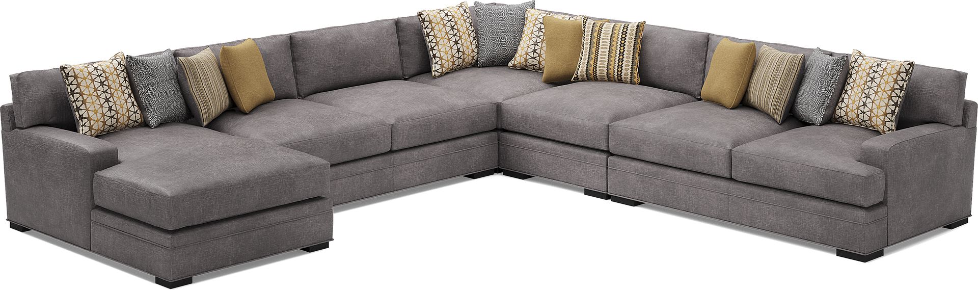 Cindy Crawford Palm Springs Silver Gray Polyester Fabric 4 Pc With Chaise Left Arm Sofa Sectional Rooms to Go