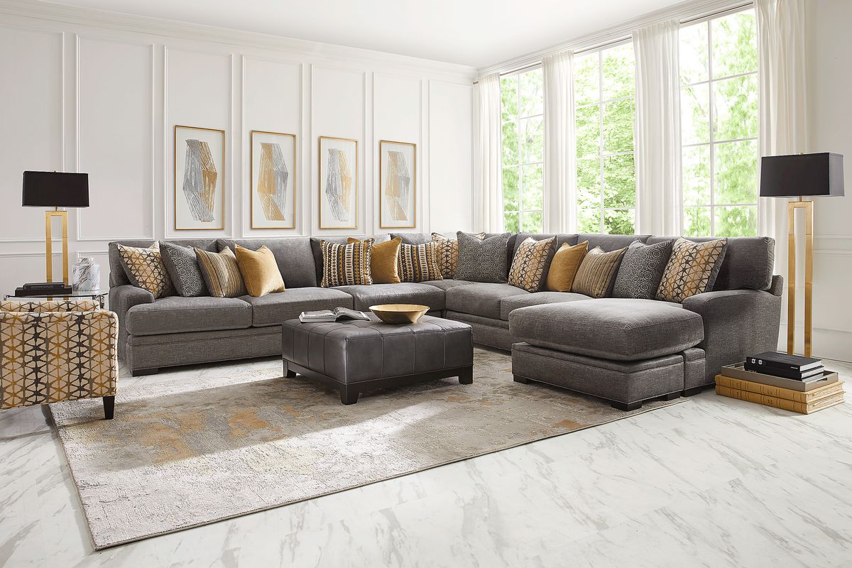 Cindy Crawford Palm Springs Silver Gray Polyester Fabric 4 Pc With