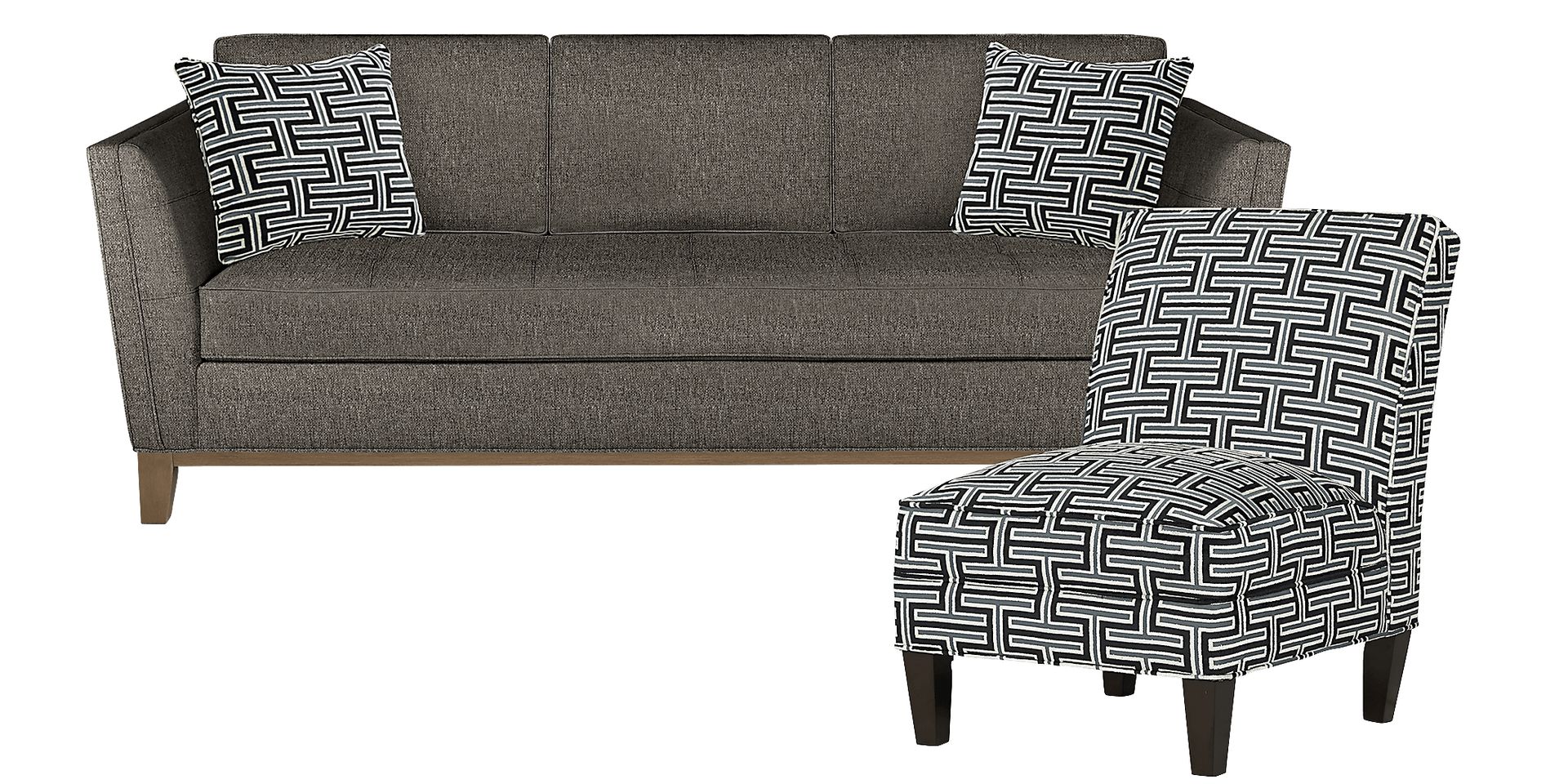 Cindy Crawford Home Park Boulevard Graphite Textured Sofa & Accent Chair - Image 1
