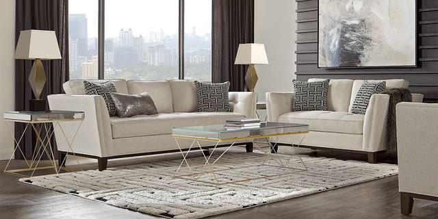 Cindy Crawford Home Park Boulevard Off-White 7 Pc Living Room - Thumbnail - Image 1