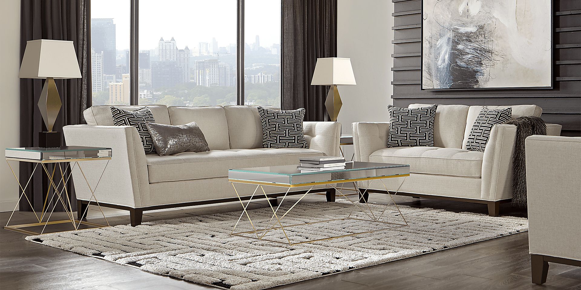 Cindy Crawford Home Park Boulevard Off-White 7 Pc Living Room - Image 1