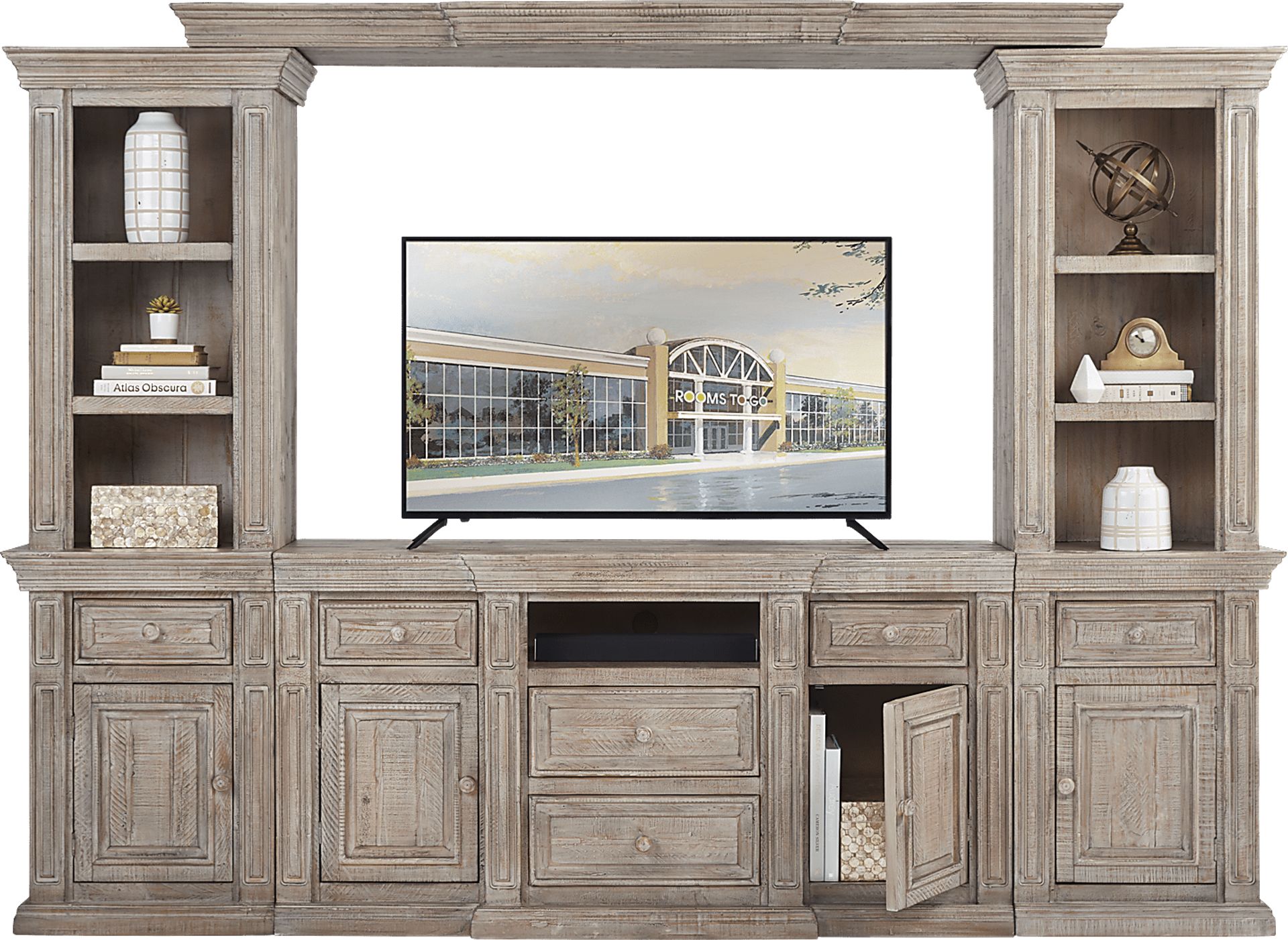 Cindy Crawford Home Pine Manor Brown 4 Pc Wall Unit - Image 2