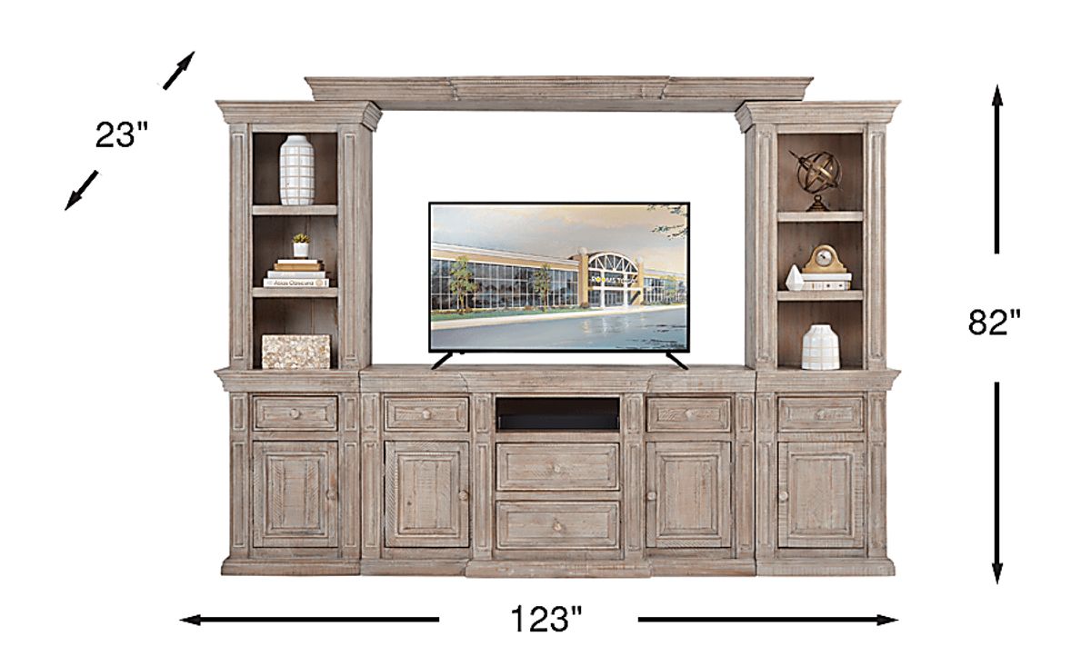 Cindy Crawford Pine Manor Brown Dark Wood 4 Pc Wall Unit | Rooms to Go