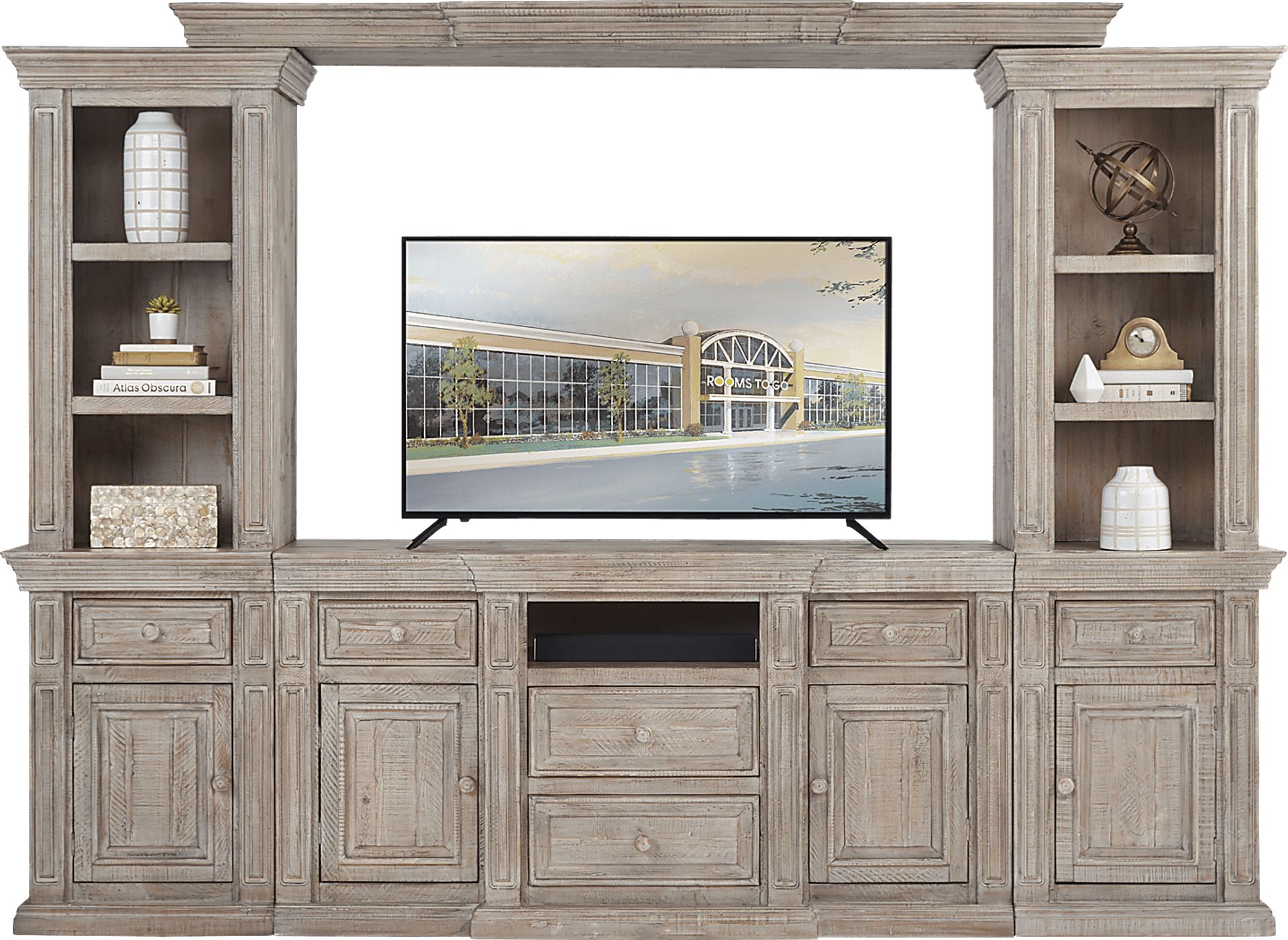 Cindy Crawford Home Pine Manor Brown 4 Pc Wall Unit - Image 1