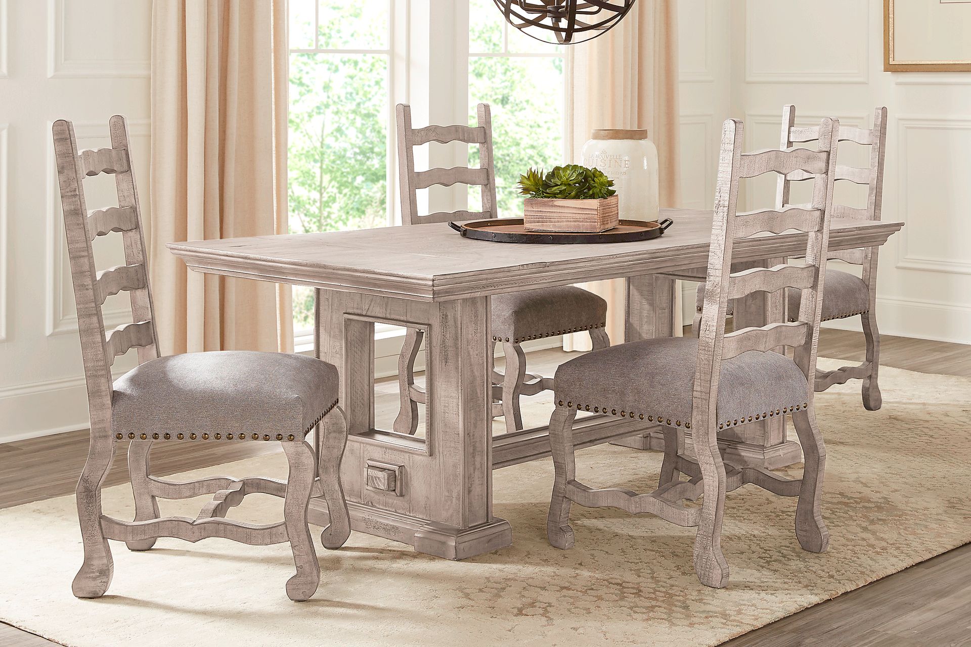 Cindy Crawford Home Pine Manor Brown 5 Pc 85 in. Dining Room - Image 1