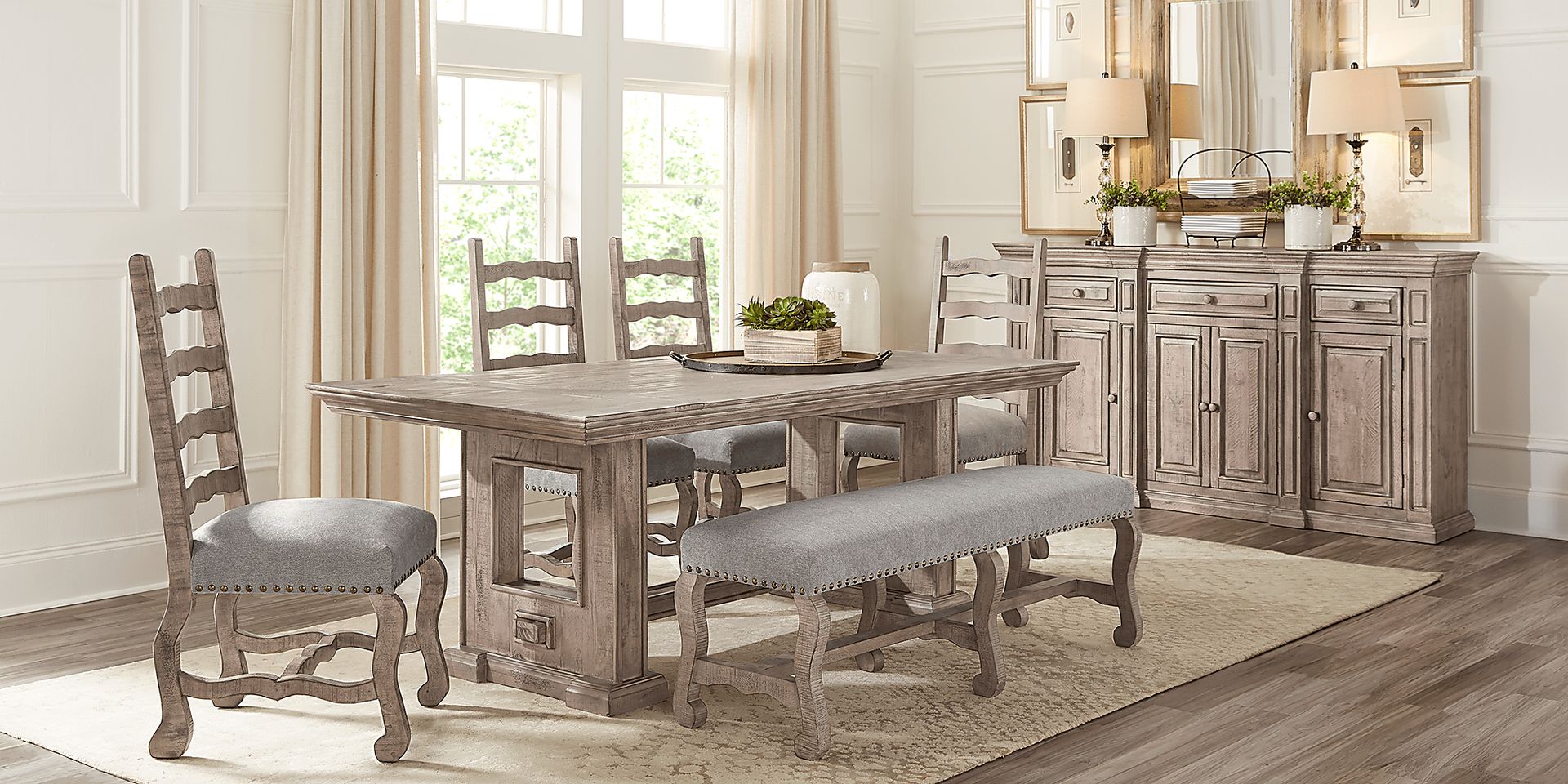 Cindy Crawford Home Pine Manor Brown 6 Pc 102 in. Dining Room - Image 2