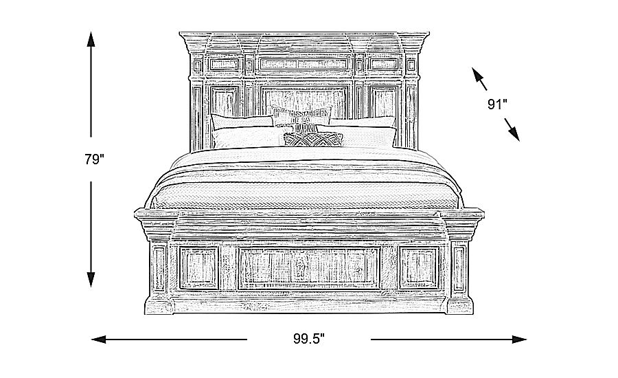 Yorkshire Manor Brown Dark Wood 3 Pc King Panel Bed - Rooms To Go