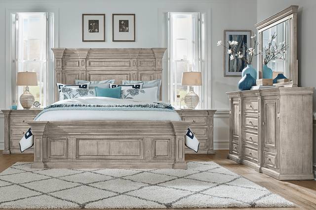 Pine Manor Gray 5 Pc King Panel Bedroom - Thumbnail - Image 1