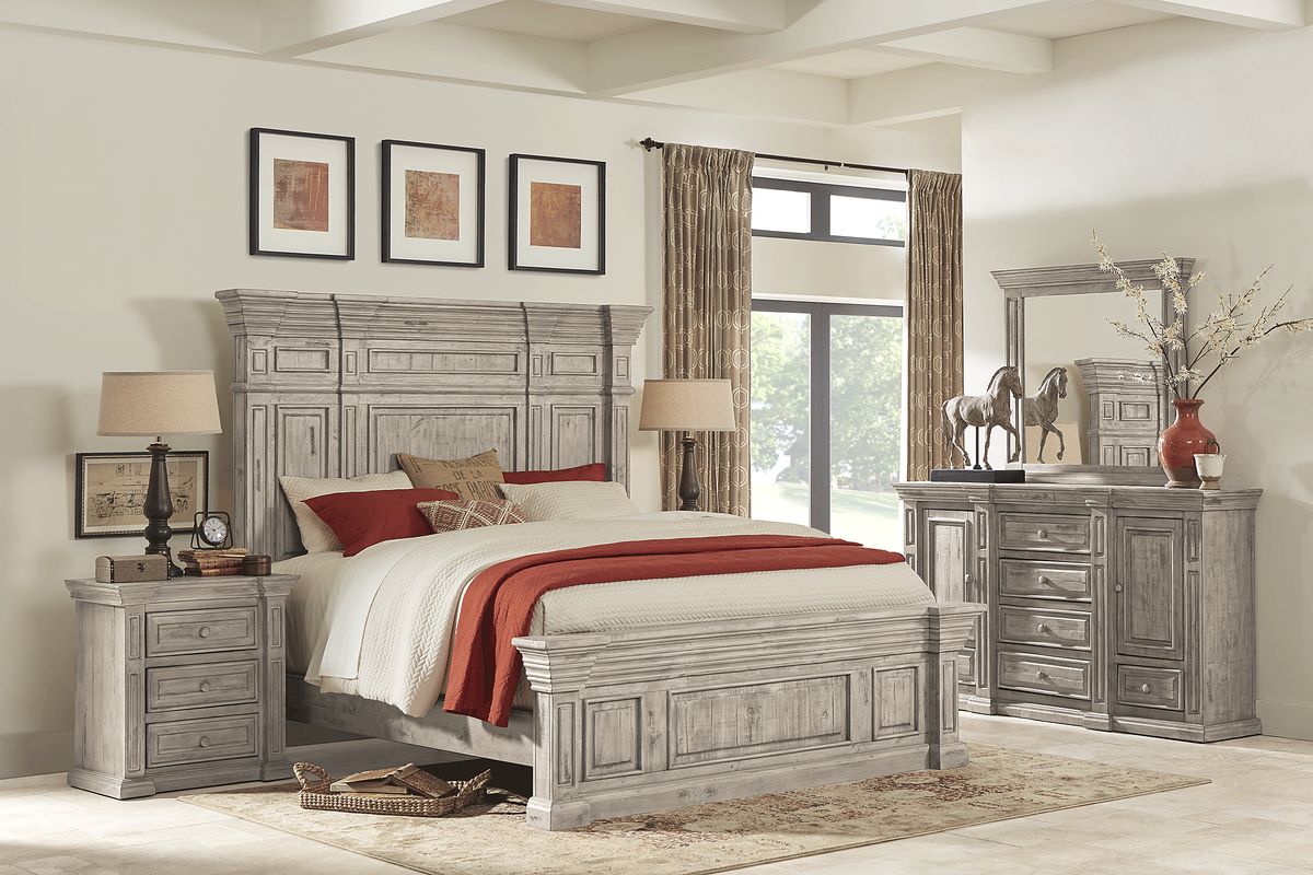 Cindy Crawford Pine Manor 5 Pc Gray King Bedroom Set With Dresser