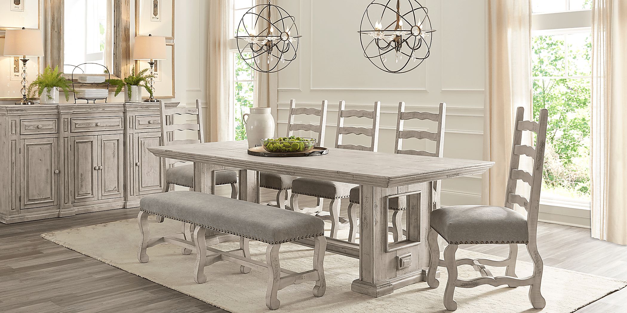 Cindy Crawford Home Pine Manor Gray 6 Pc 102 in. Dining Room Rooms To Go