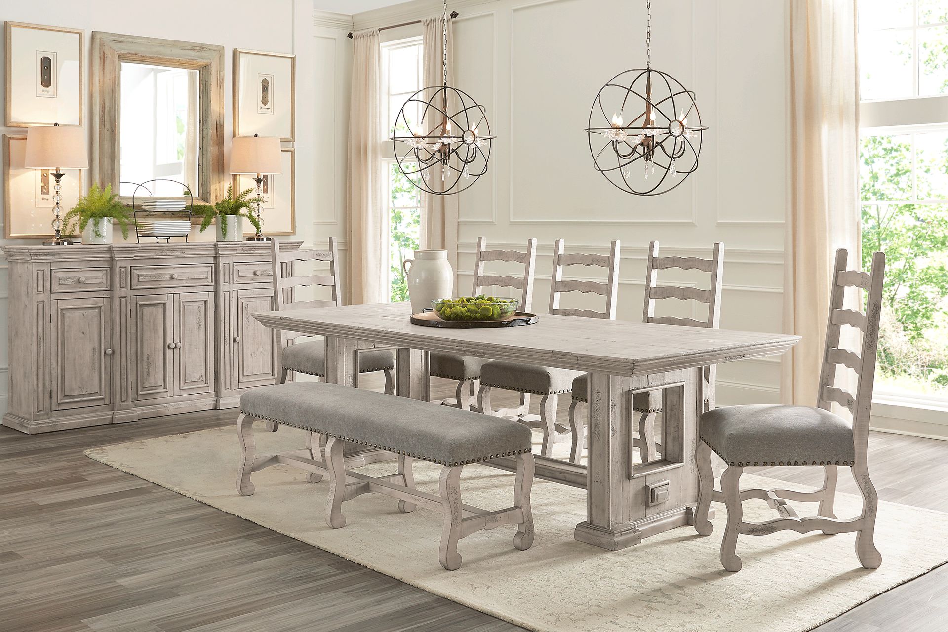 Cindy Crawford Home Pine Manor Gray 7 Pc 85 in. Dining Room - Image 1