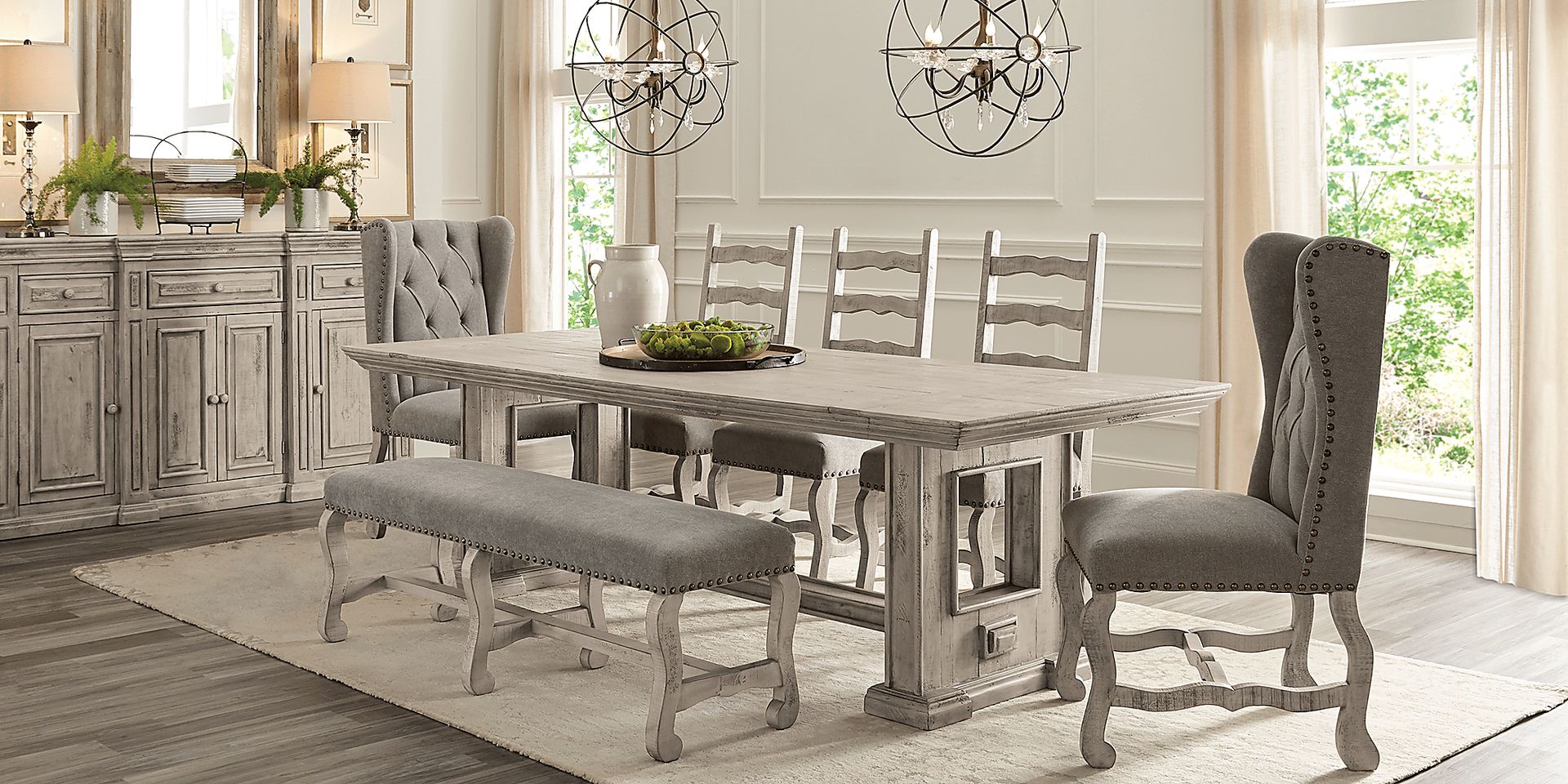 Cindy Crawford Home Pine Manor Gray 7 Pc 85 in. Dining Room - Image 2