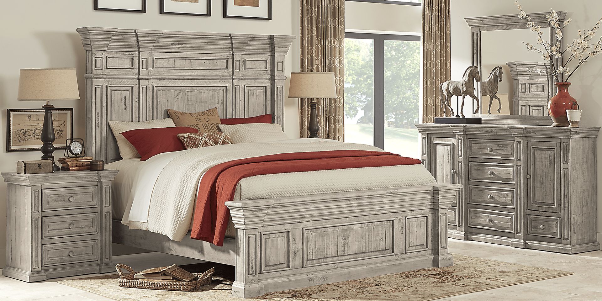 Cindy Crawford Home Pine Manor Gray 8 Pc King Panel Bedroom - Image 2