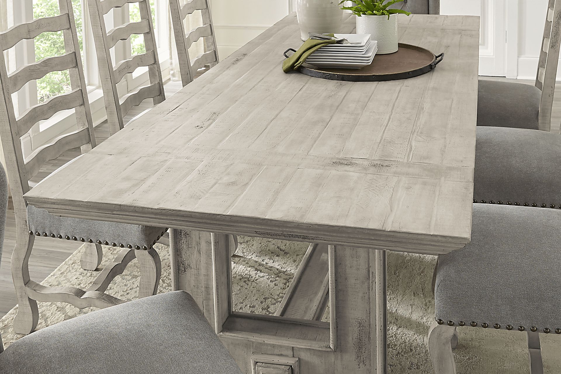Cindy Crawford Home Pine Manor Gray 7 Pc 85 in. Dining Room - Image 4