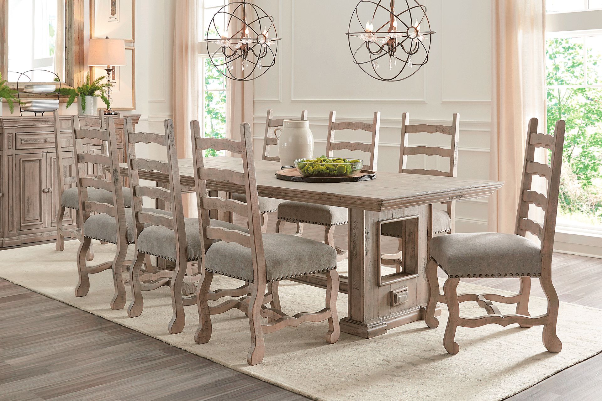 Cindy Crawford Home Pine Manor Gray 9 Pc 102 in. Dining Room - Image 1