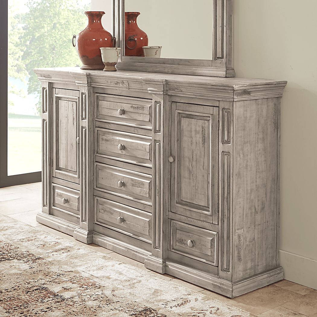Cindy Crawford Pine Manor 5 Pc Gray Queen Bedroom Set With Dresser