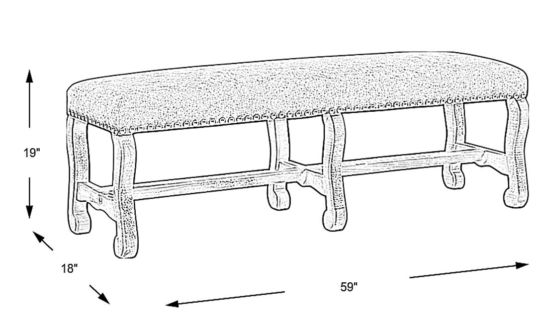 Pine Manor Gray Upholstered Dining Bench