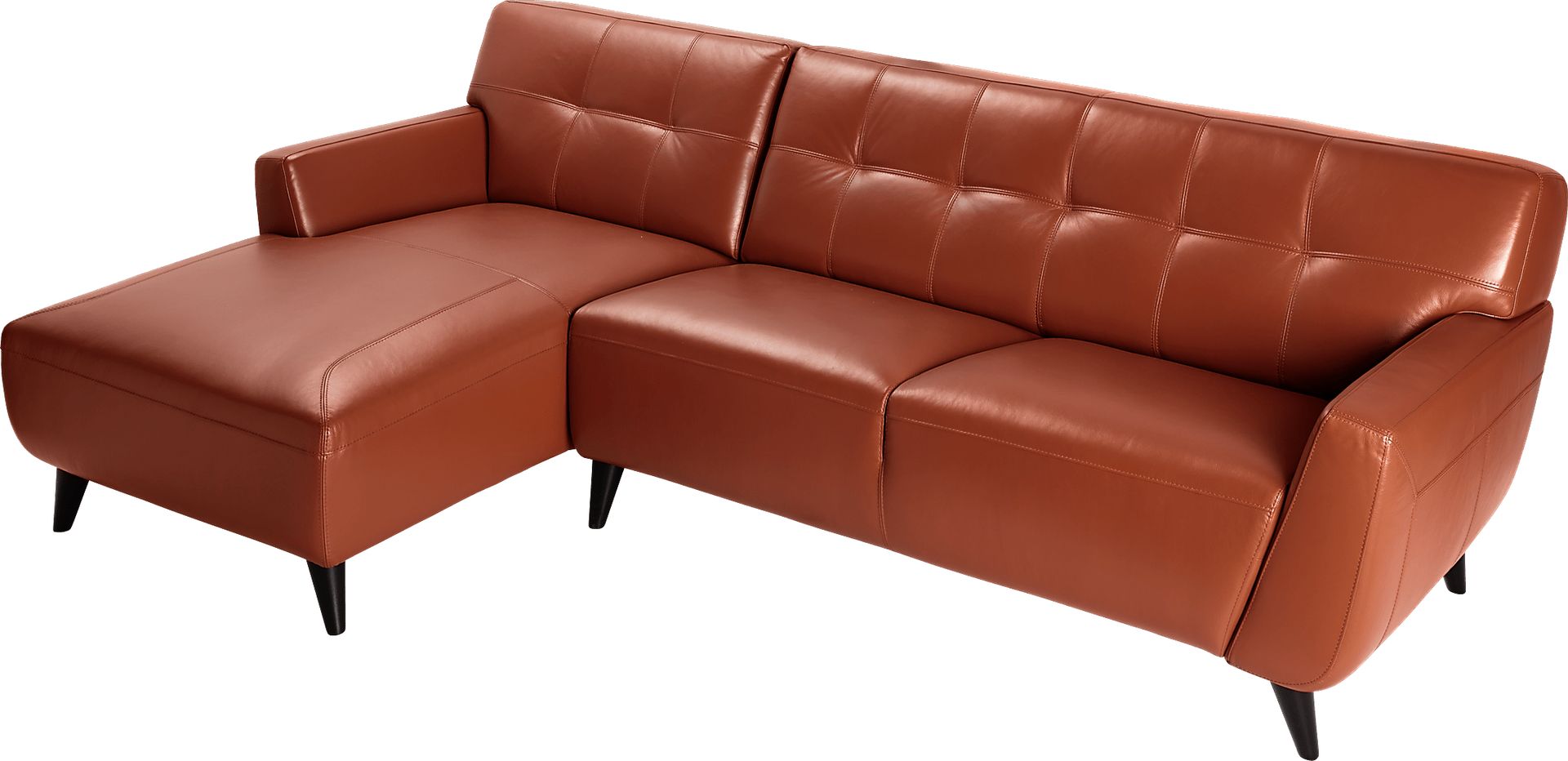 Cindy Crawford Home Portofino Terracotta Leather 2 Pc Sectional - Image 1