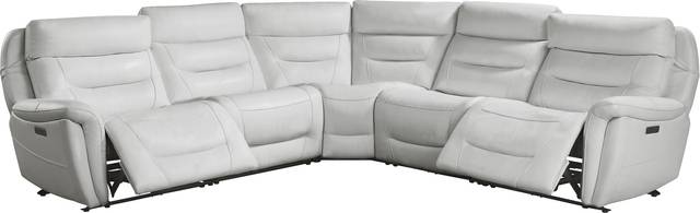 Regis Park Gray Leather 5 Pc Dual Power Reclining Sectional - Thumbnail - Image 3
