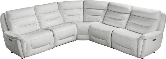 Regis Park Gray Leather 5 Pc Dual Power Reclining Sectional - Thumbnail - Image 4