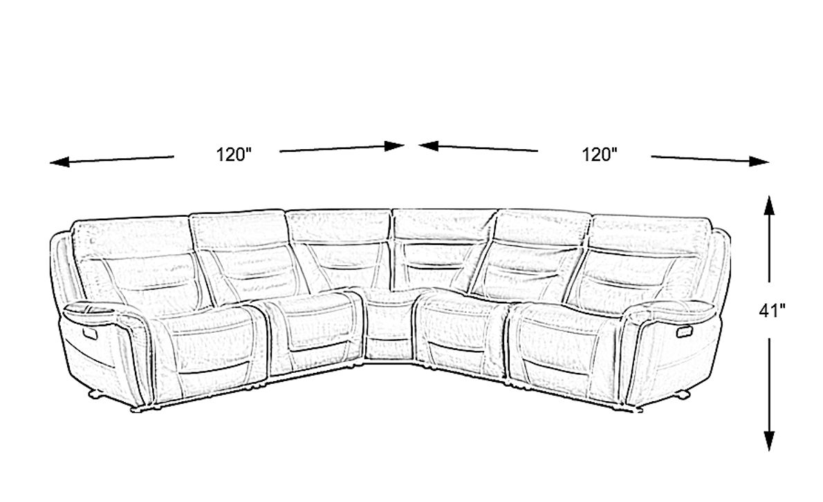 Regis Park Leather 5 Pc Dual Power Reclining Sectional