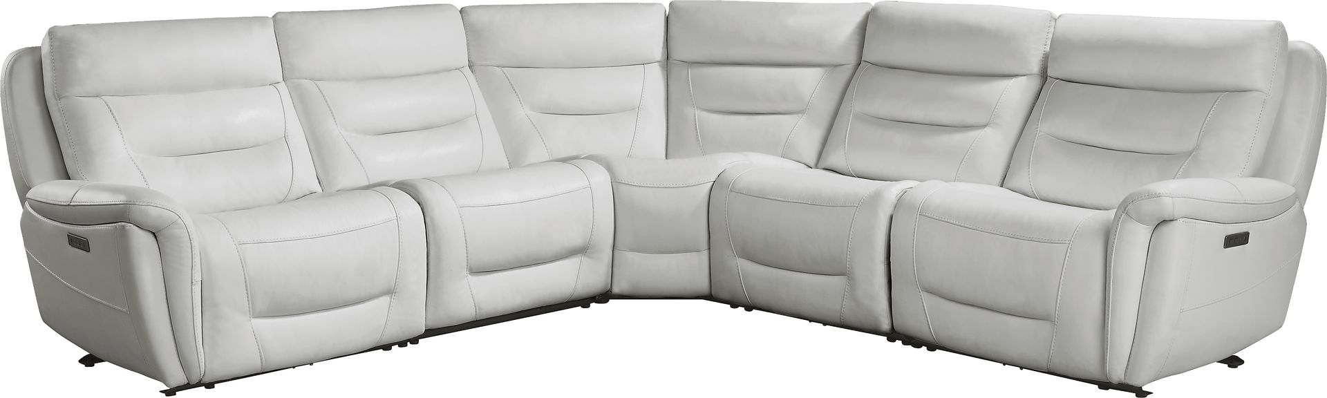 Regis Park Gray Leather 5 Pc Dual Power Reclining Sectional - Image 1